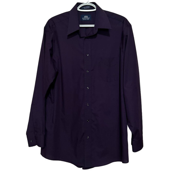 Stafford Wrinkle Free Broadcloth Long Sleeve Button Front Dress Shirt Size 16‎ - Picture 1 of 5